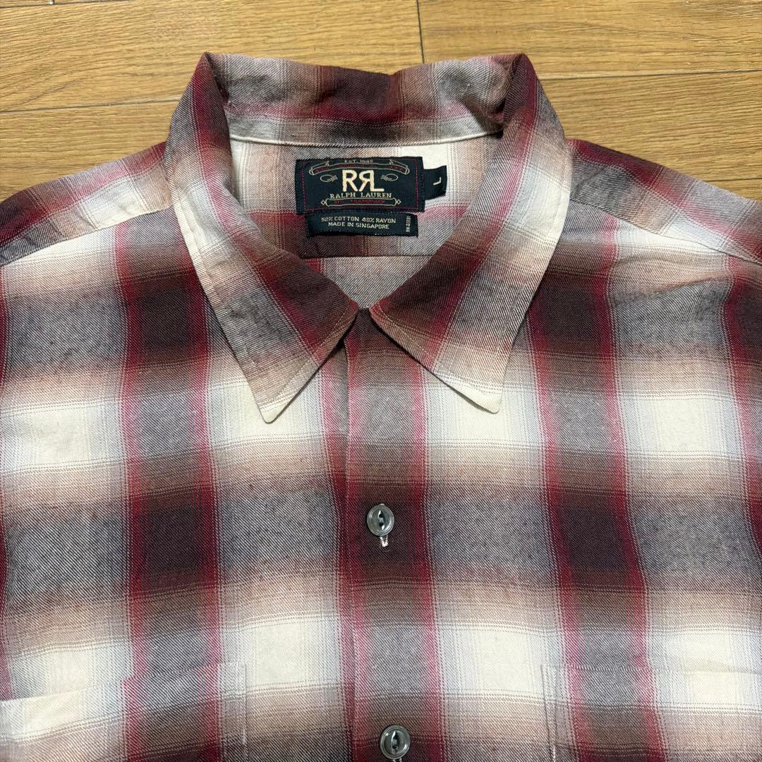 ダブルアールエル　オンブレチェックシャツ　90s L