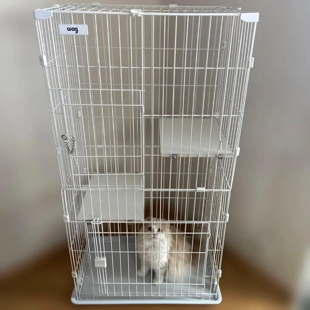wag スリムキャットケージ　2段　ペット用品　猫　白　シンプル　インテリア