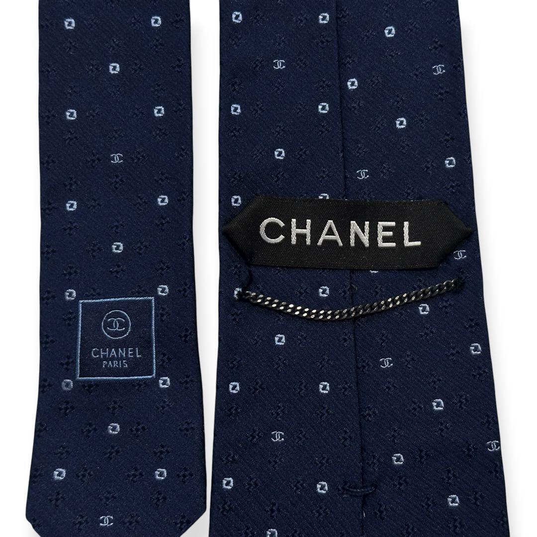 良品✨CHANEL ネクタイ　シャネル ココマーク　ジャガード　ネイビー