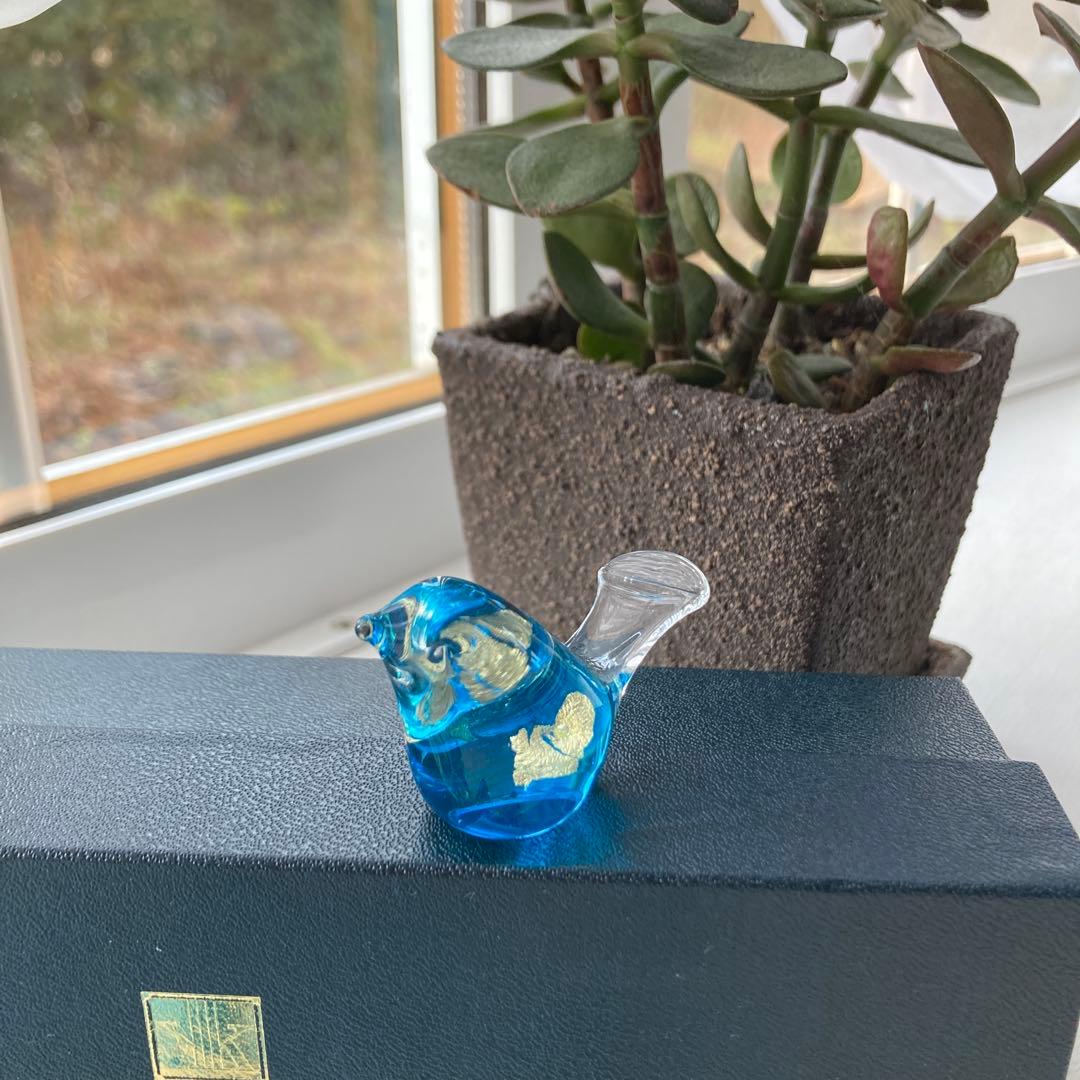 黄綬褒章 黒木国昭 グラスアート黒木 綾ガラス ガラス 小鳥 箸置き 6個セット