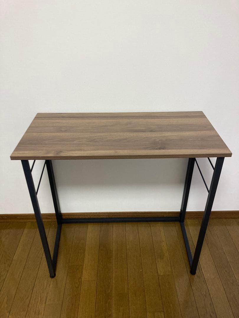 シンプルデスク 木製天板 ブラック脚