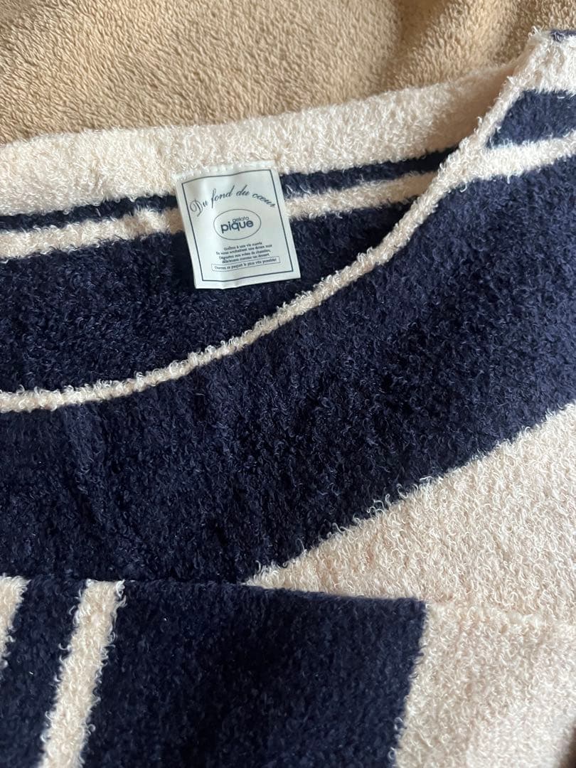 ジェラートピケ　ルームウェア　ネイビー アイボリー　ボーダー　フリーサイズ