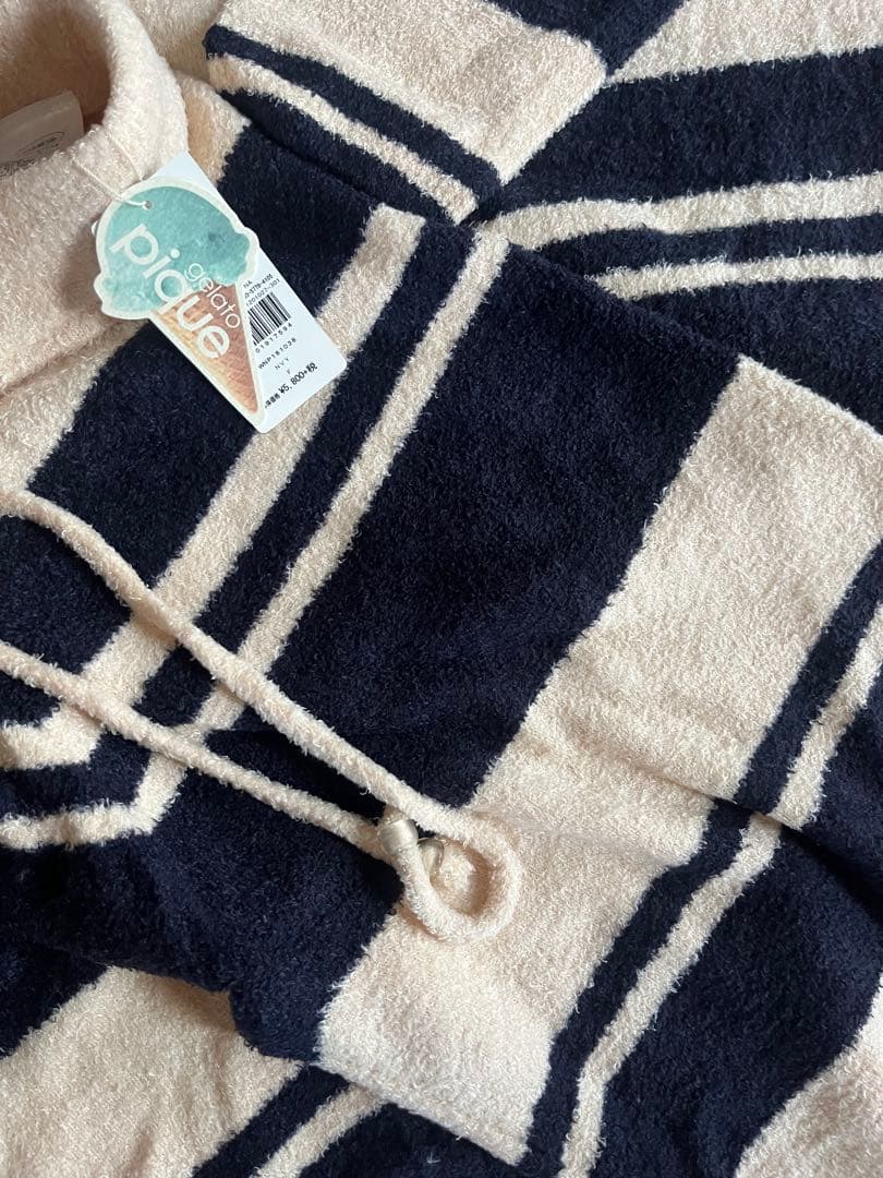 ジェラートピケ　ルームウェア　ネイビー アイボリー　ボーダー　フリーサイズ
