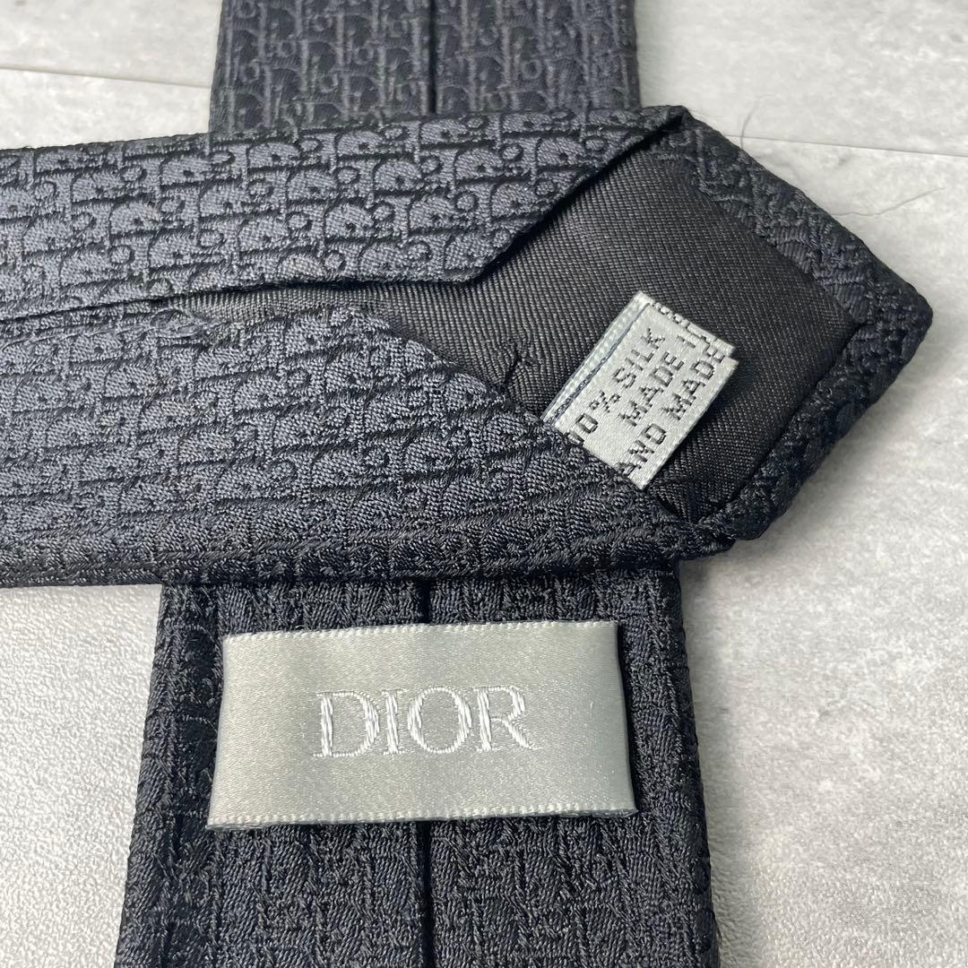 美品 DIOR HOMME オブリーク トロッター柄 ナロータイ ネクタイ 黒