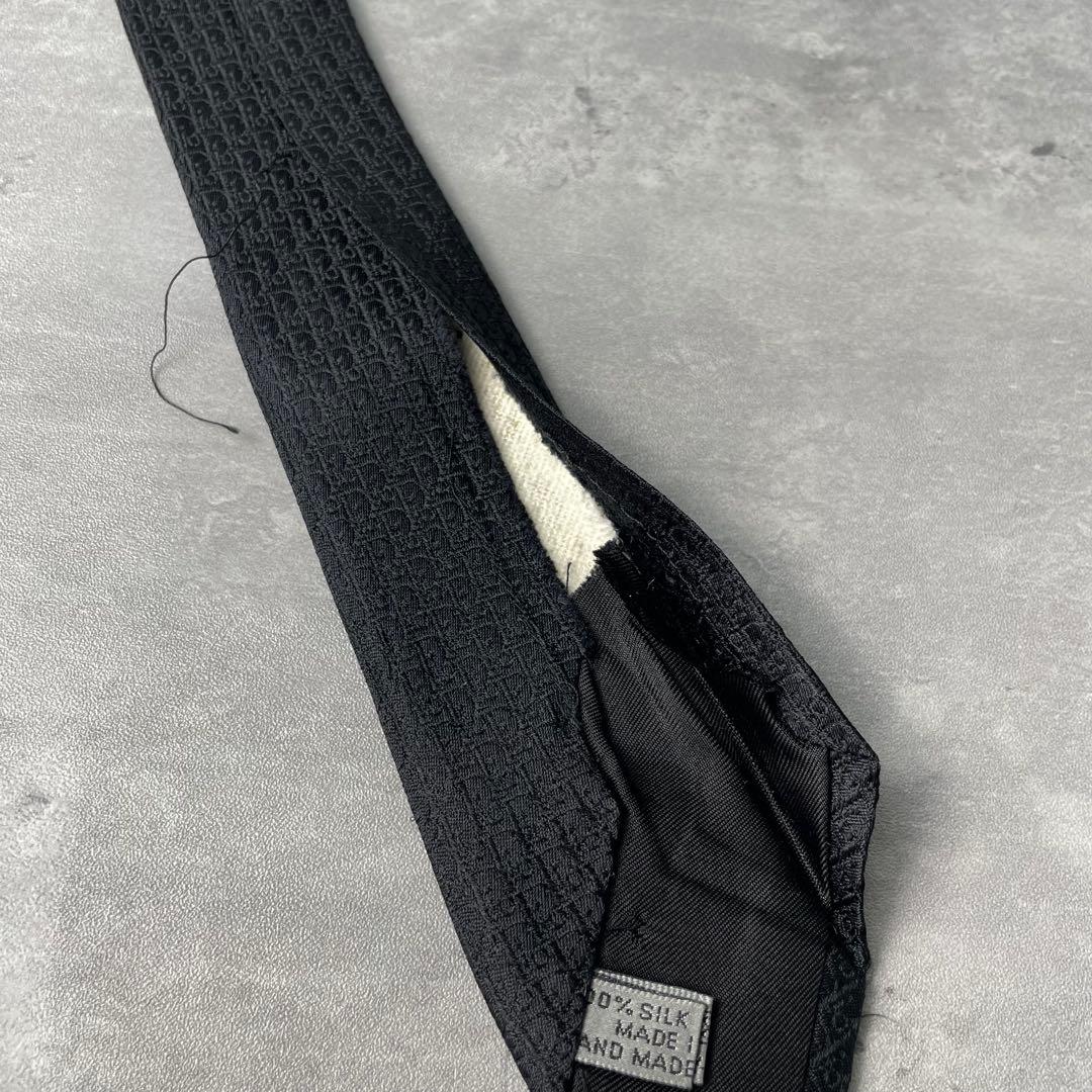 美品 DIOR HOMME オブリーク トロッター柄 ナロータイ ネクタイ 黒