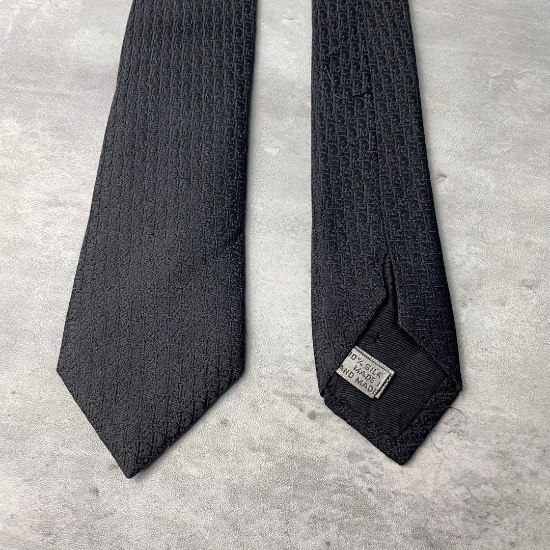美品 DIOR HOMME オブリーク トロッター柄 ナロータイ ネクタイ 黒