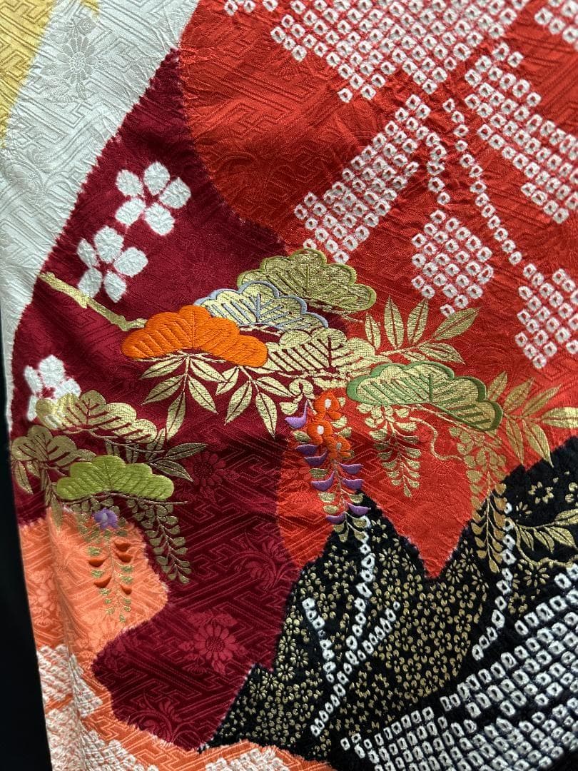 逸品 千總 貝桶 鳳凰 桶絞り 刺繍 金駒 振袖 川島織物 フルセット