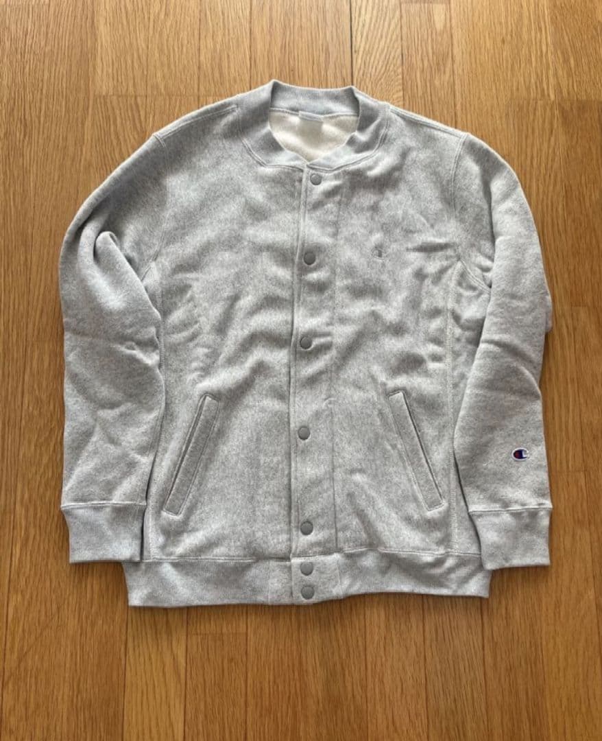 ナノユニバース　Champion グレー スナップカーディガン　Ｌ　スウェット