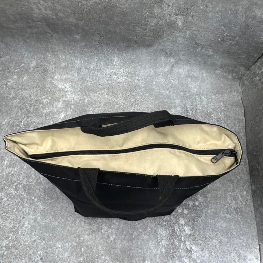 美品　エルベシャプリエ　Nライン　舟形トート　バイカラー　ブラック×ベージュ