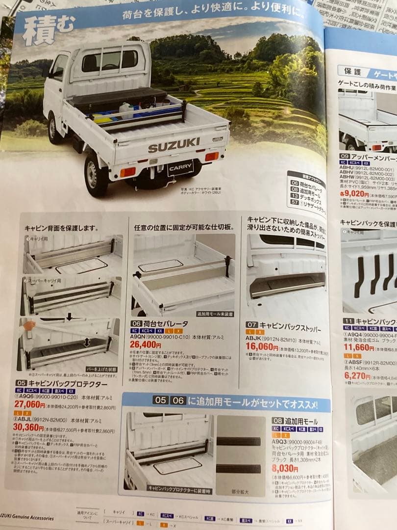 スズキキャリイ　アクセサリー　荷台セパレータ