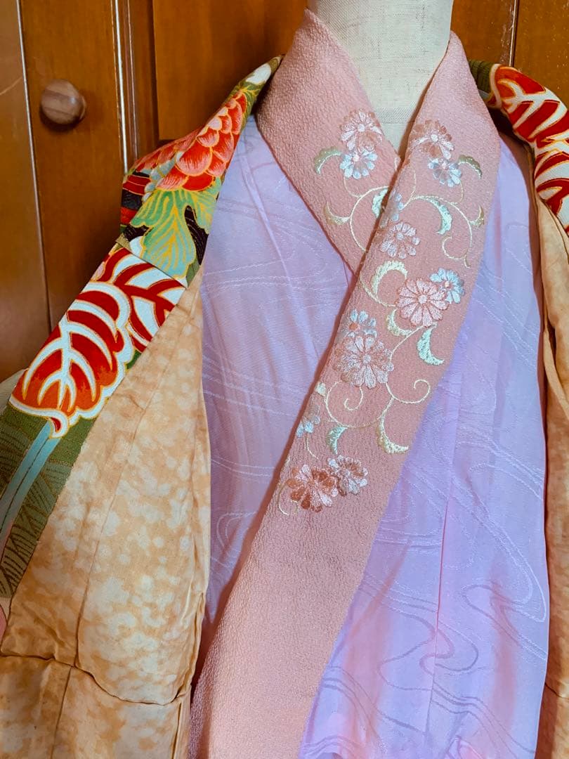 七五三　アンティーク　3歳の女の子の振り袖コーディネート　フルセット