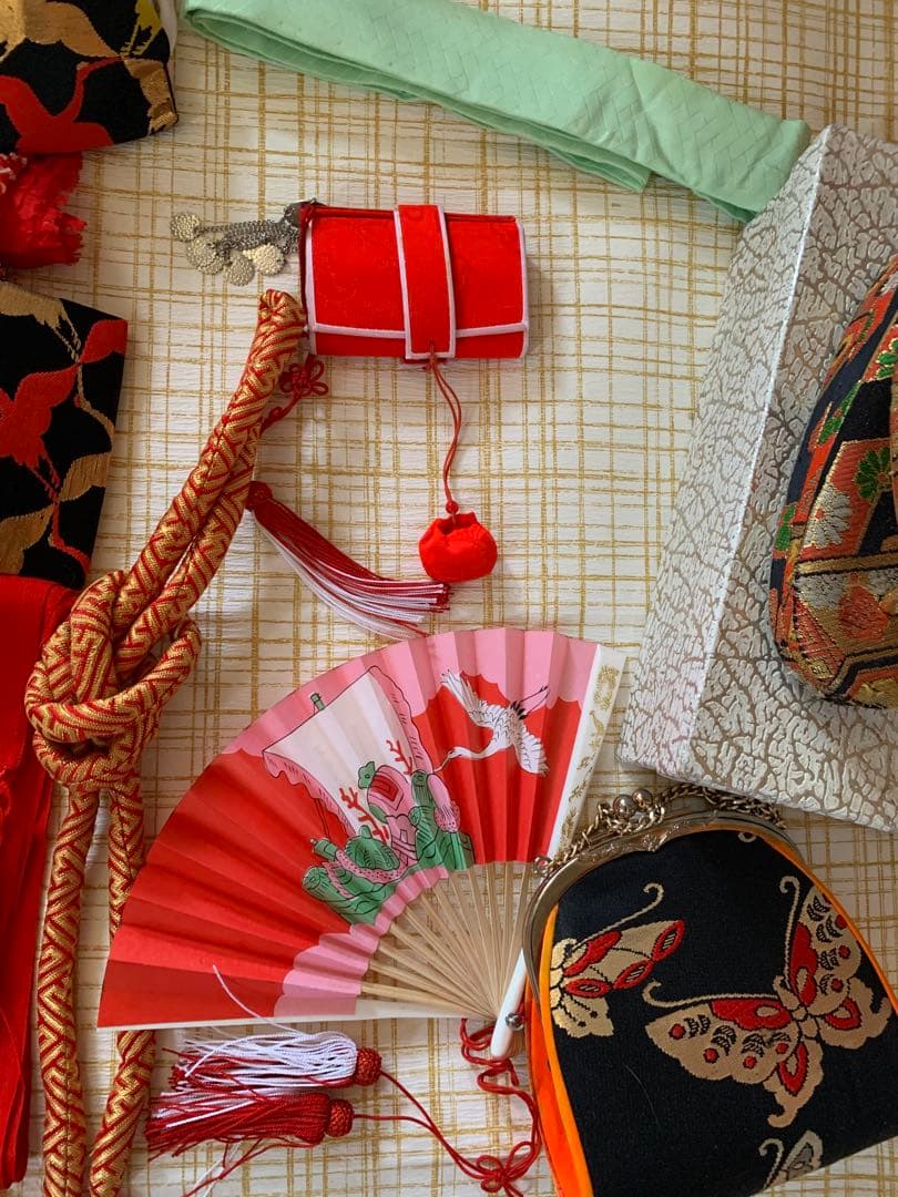 七五三　アンティーク　3歳の女の子の振り袖コーディネート　フルセット