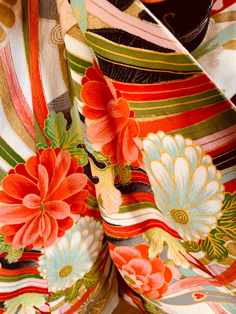 七五三　アンティーク　3歳の女の子の振り袖コーディネート　フルセット