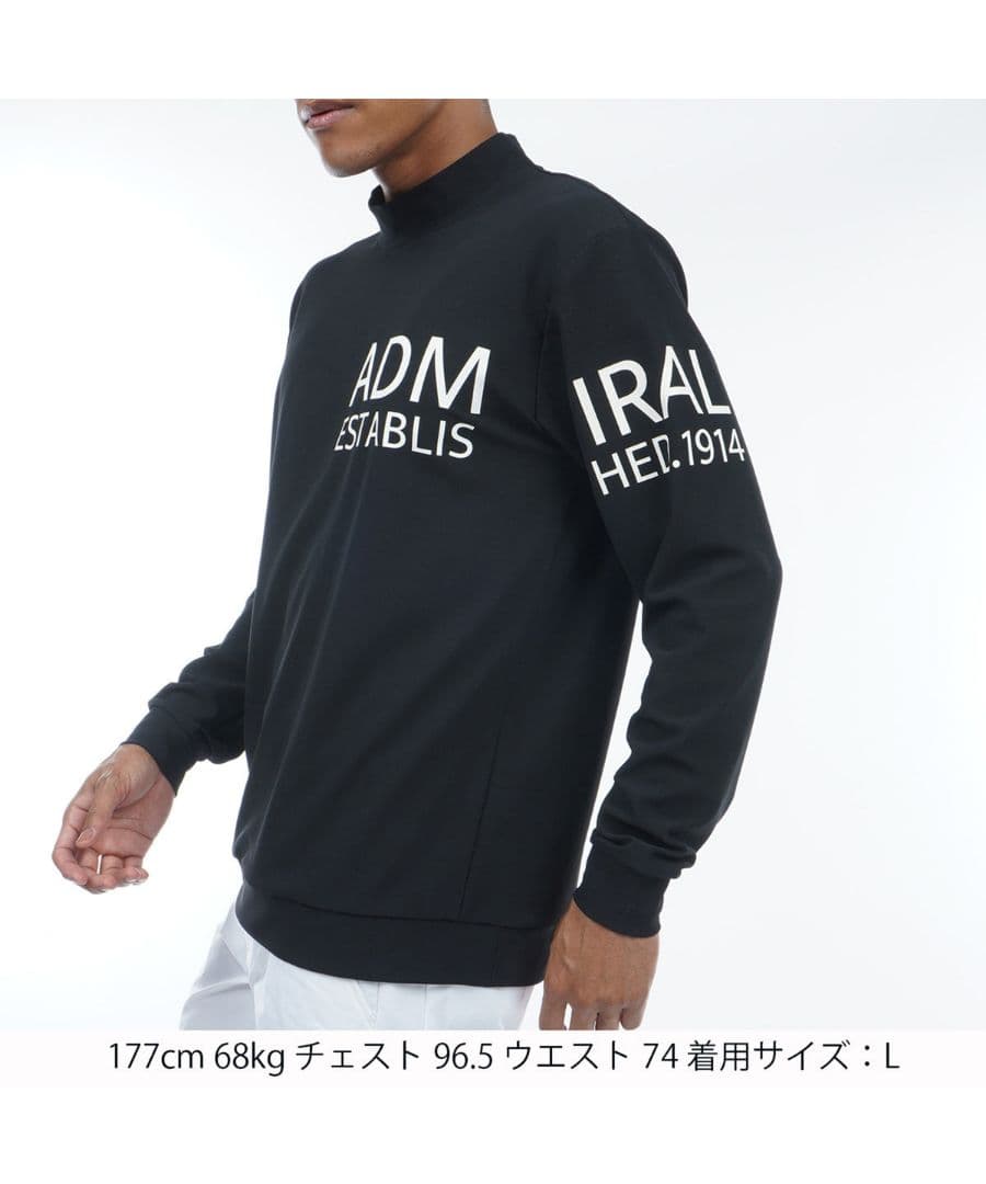 【新品】アドミラルゴルフ メンズ 長袖モックネックシャツ М黒