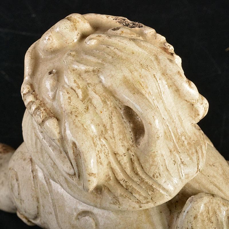 二代　楽吉左エ門　田中常慶作　楽焼　白楽獅子香炉　時代箱付　V　R7444