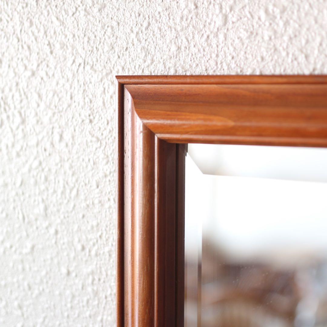 【送料込み】木製フレーム 全身姿見 スタンドミラー 面取り加工 44×151cm