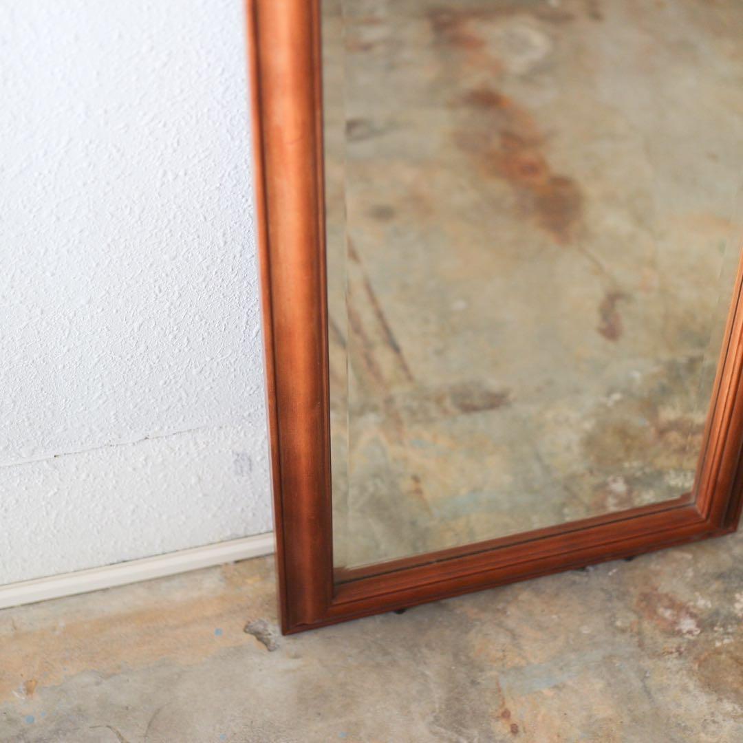 【送料込み】木製フレーム 全身姿見 スタンドミラー 面取り加工 44×151cm