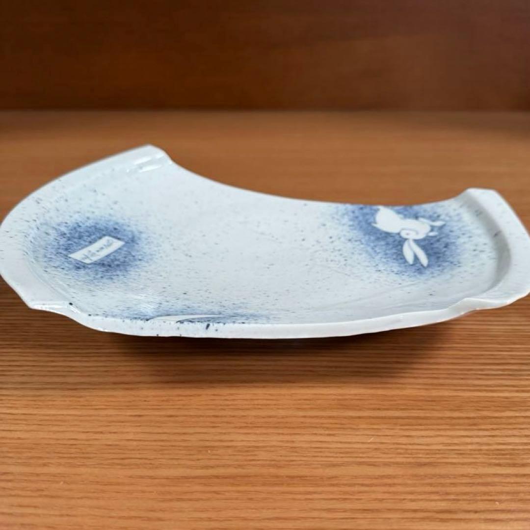 有田焼 李荘窯 染付吹墨月兎文 陶片皿☆