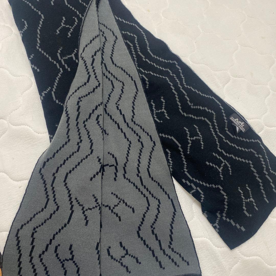 HERMES-PARIS 100%ウール マフラー