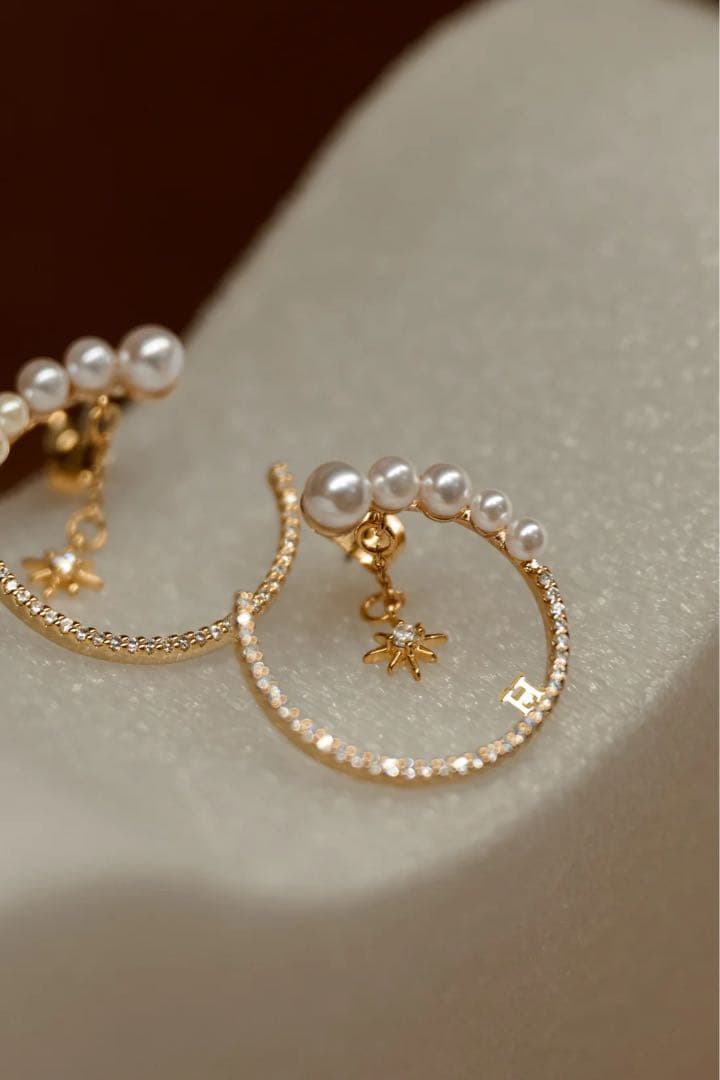 アクセサリー Luna Crystal Pearl Pierces