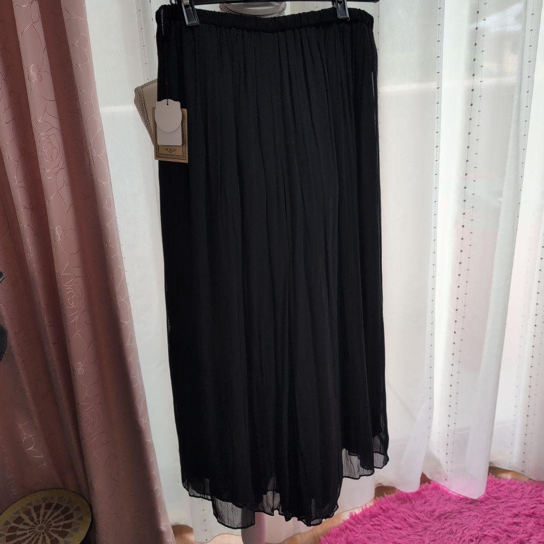 ビアズリーシワシフォンギャザーパンツ・新品未使用、サイズ1ブラック