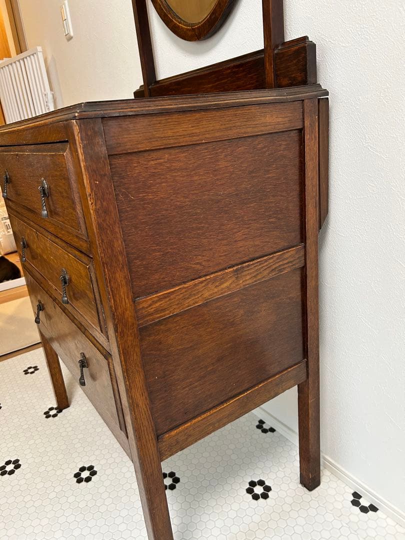 K＊イギリスアンティーク＊ミラー付ドレッサー/チェスト英国オーク材