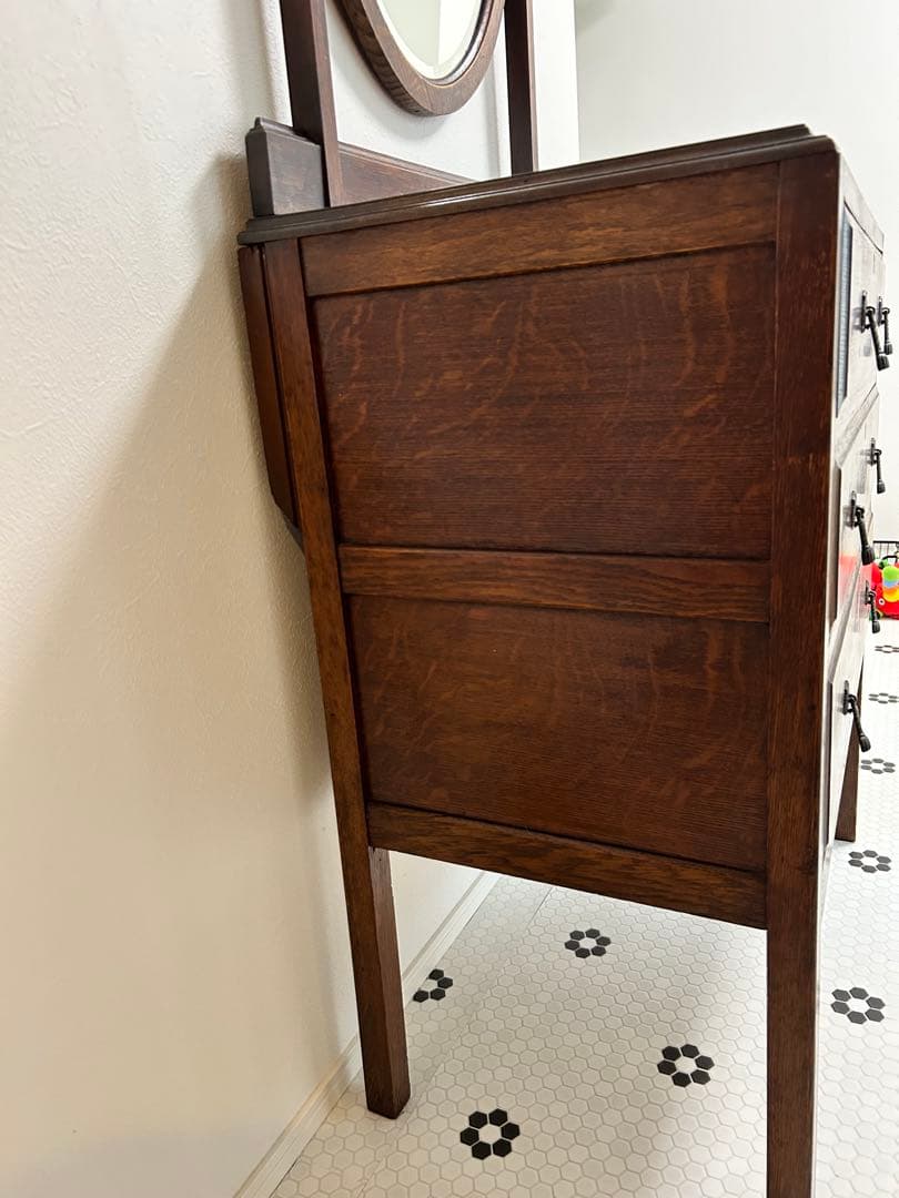 K＊イギリスアンティーク＊ミラー付ドレッサー/チェスト英国オーク材