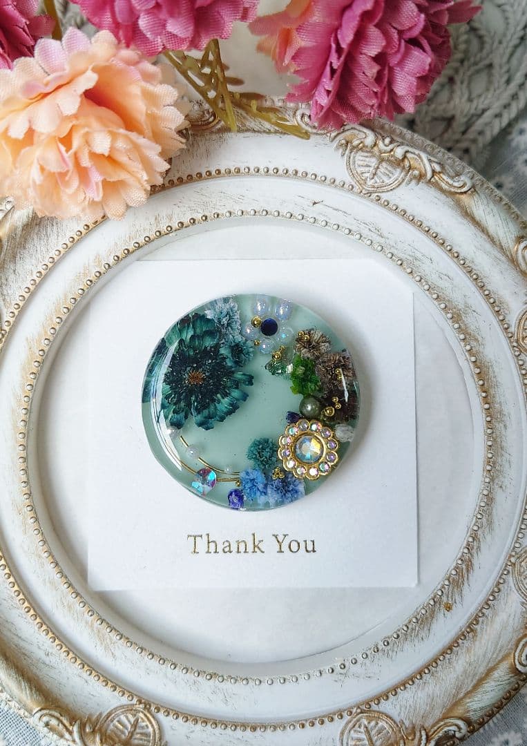 レジン　ドライフラワー　ヘアゴム　ブローチ　ポニーフック　No.240