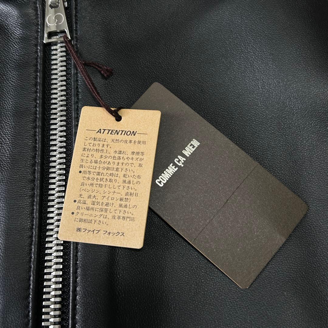 新品 未使用 25AWコムサメン ラムレザー シングルライダースジャケットM 黒