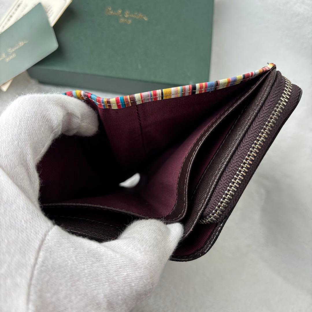 未使用保管品✨ポールスミス ジップストローグレイン 2つ折り財布　ブラウン