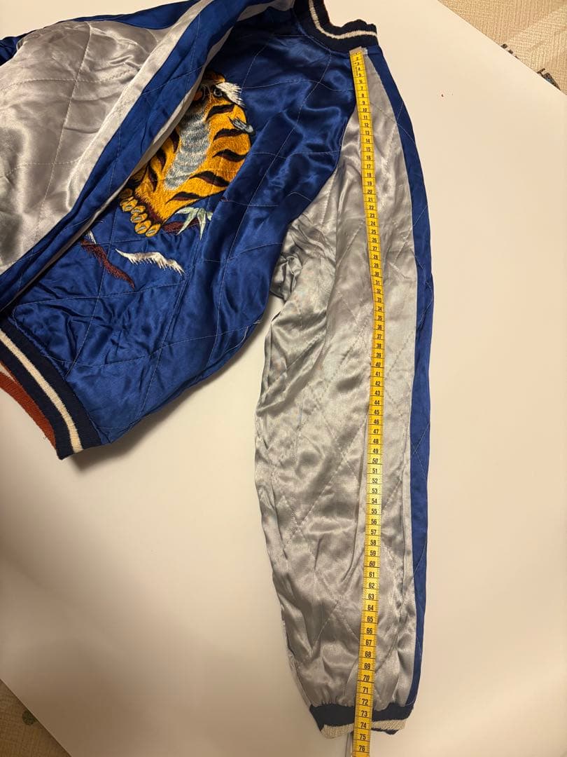 トシ　50s スカジャン 赤別珍/鷲　キルティング青/虎