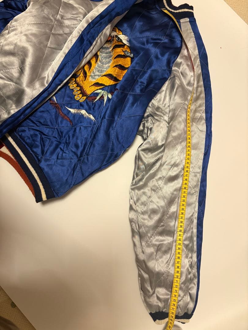 トシ　50s スカジャン 赤別珍/鷲　キルティング青/虎