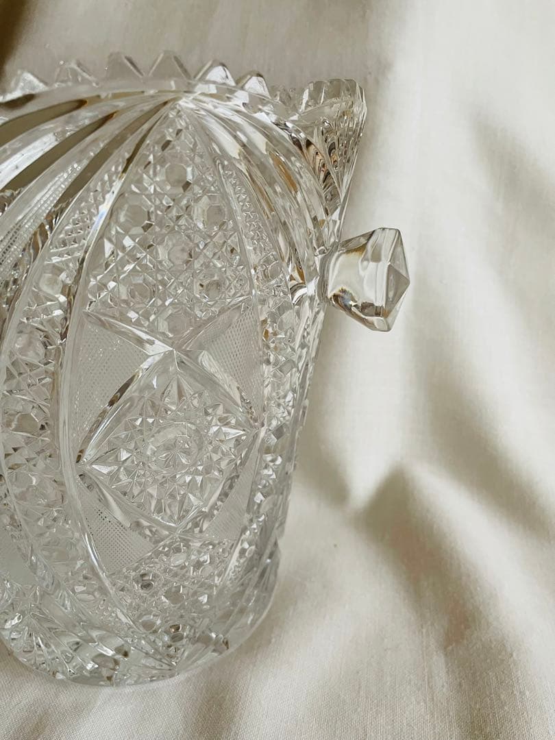 美品　ボヘミアクリスタルハンドカットガラス　花瓶　花器　ヴィンテージ