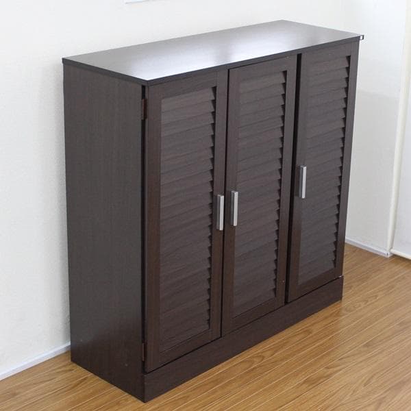 515　シューズボックス 下駄箱 ルーバー 90タイプ ダークブラウン