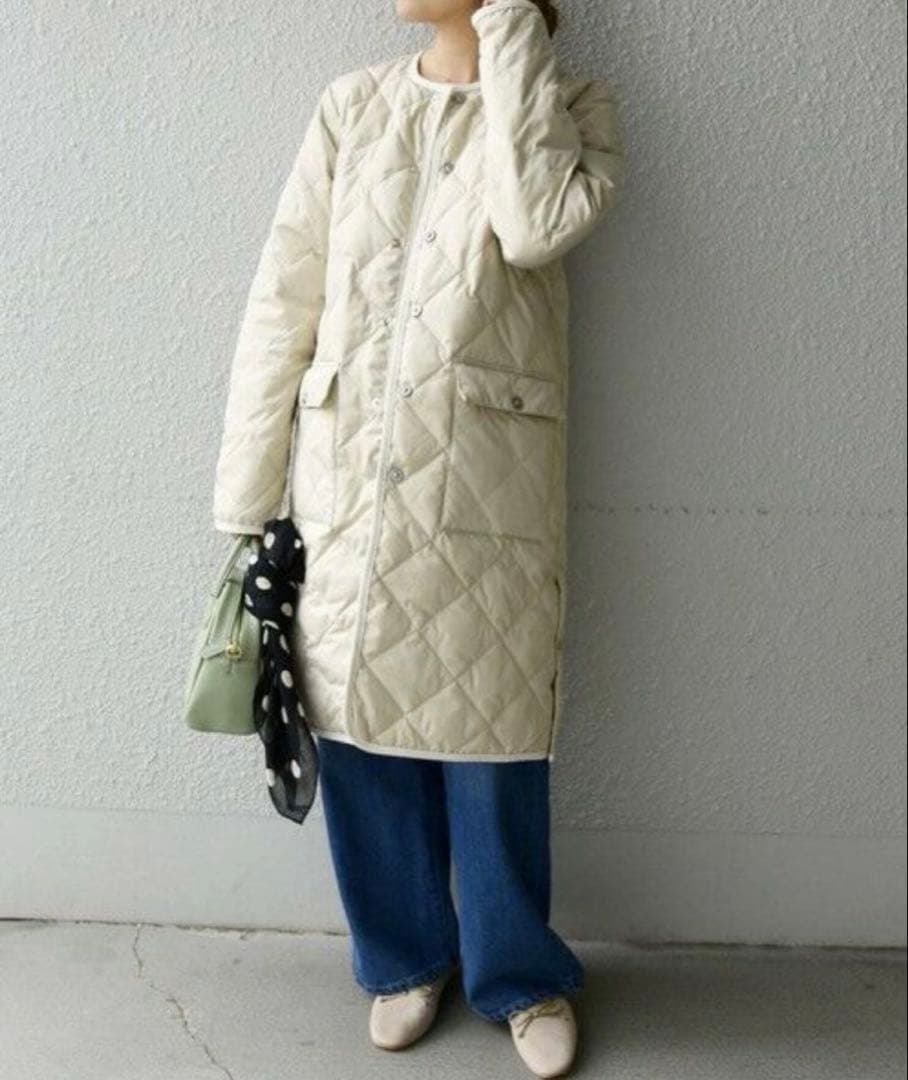 新品タグ付SHIPS TAION パイピング ノーカラー キルティング コート