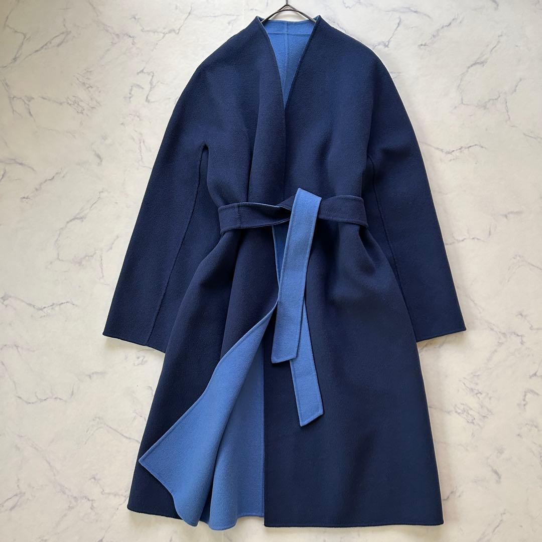 未使用級 マックスマーラ ロングコート クチートアマーノ リバーシブル ベルト