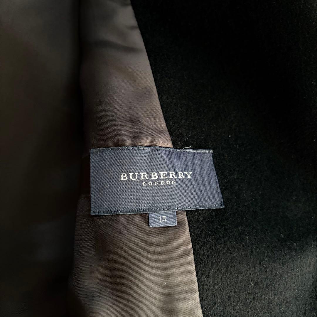 希少15号✨極美品 バーバリー アンゴラ×毛ジャケットコート ステッチ ロゴ 黒