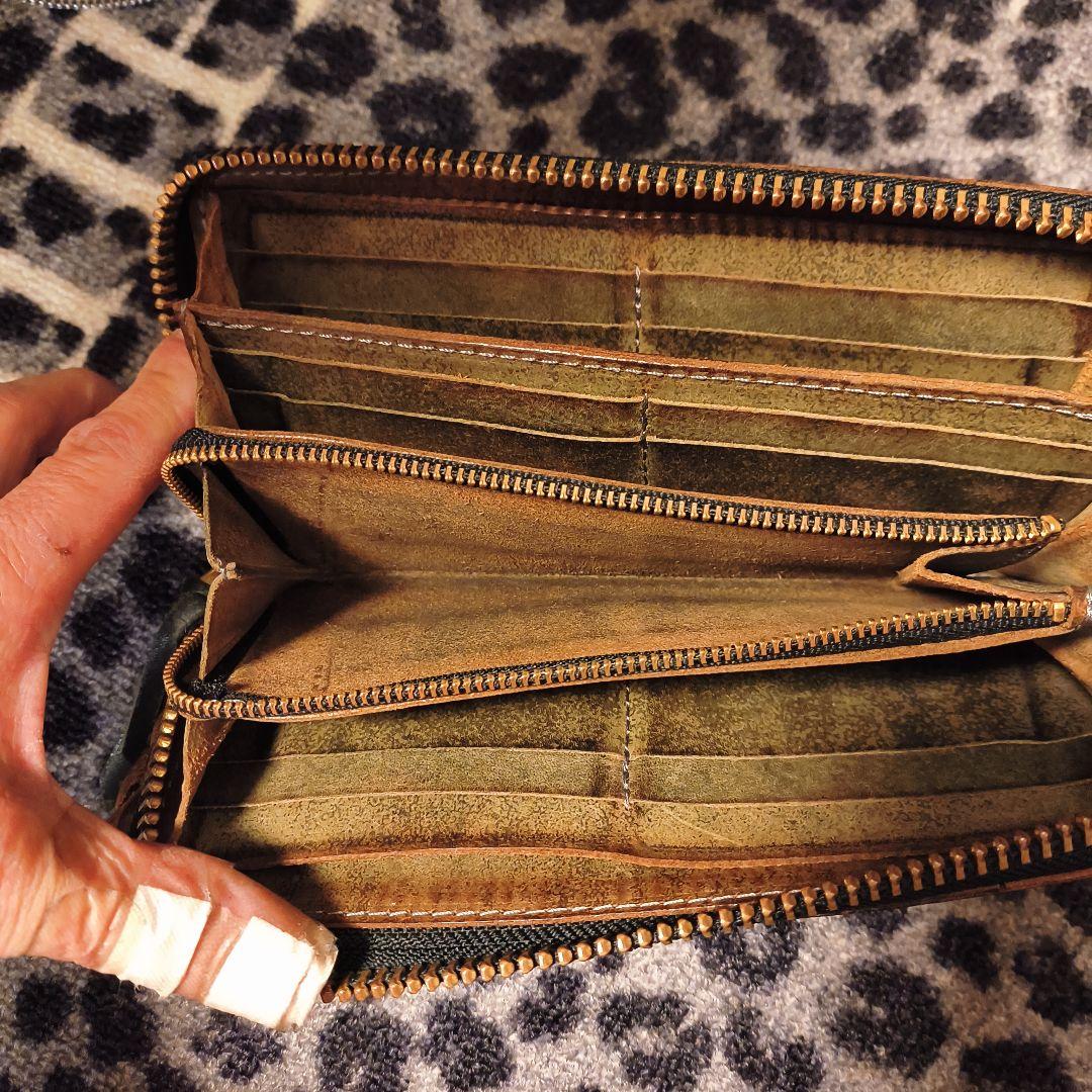 RYU 編み込みレザー長財布 ブラウン