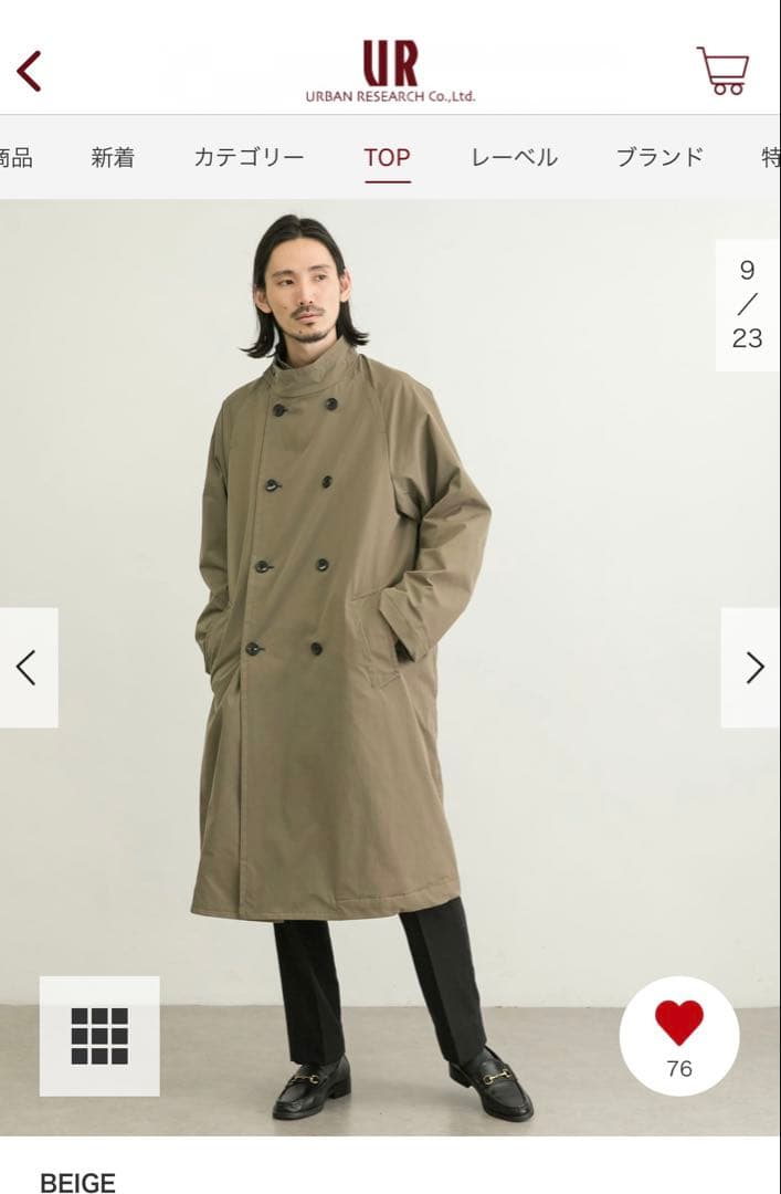 URBAN RESEARCH／COSEI STAND COAT トレンチコート