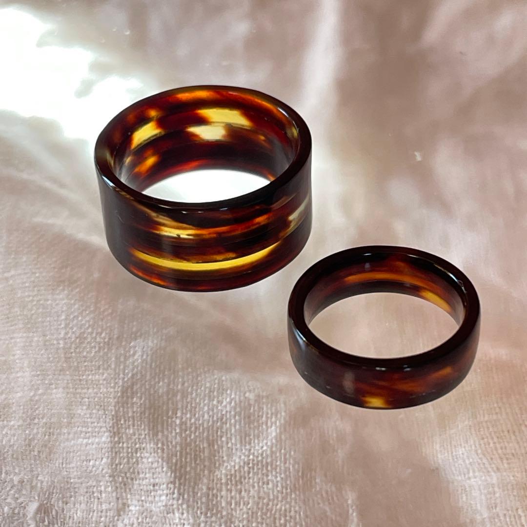 moと様　2点 ◎べっ甲(本物)12㎜幅 18号と6㎜幅8号リング