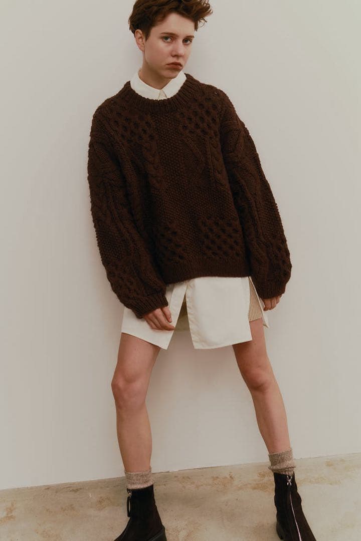 最終値下げ！　machatt ケーブルハンドニット　ブラウン