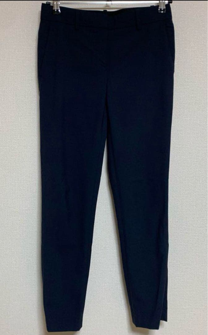 【美品】セオリー　ネイビー　0 ノーカラー　パンツスーツ　LANAI