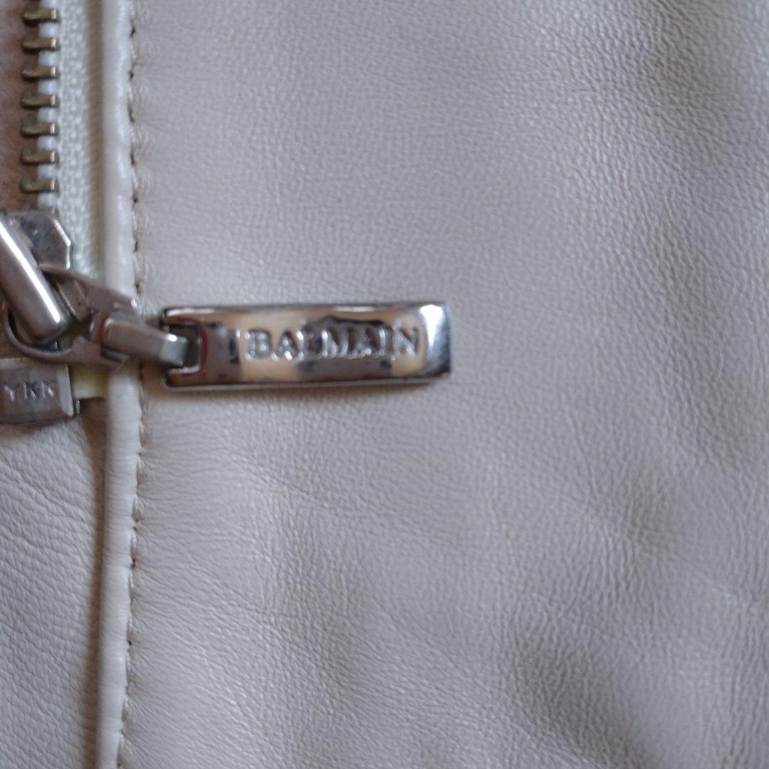 BALMAIN PARIS 羊革 白系 ジャケット ライダース