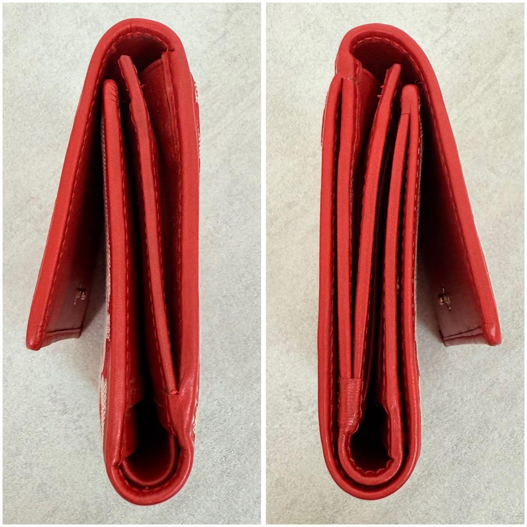 COACH 三つ折り財布 赤 シグネチャー キャンバス 箱付き