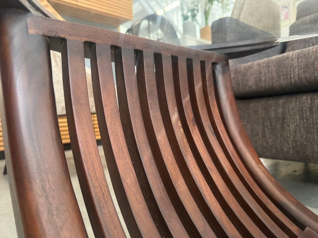 ローテーブル　アジアンスタイル家具　w124cm ガラス天板