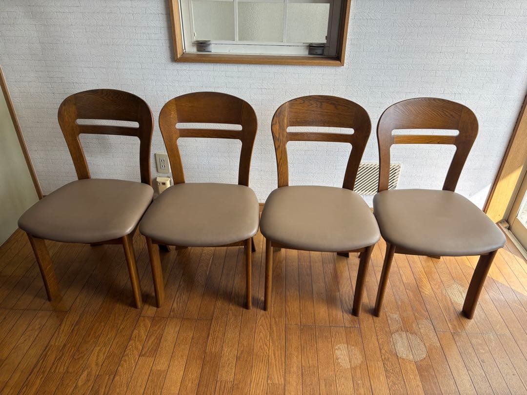 【引取限定】浜本工芸ダークブラウン木製ダイニングテーブルセット