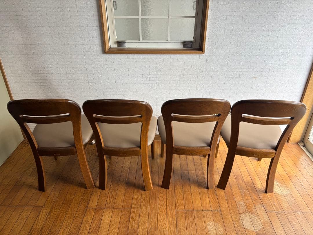 【引取限定】浜本工芸ダークブラウン木製ダイニングテーブルセット