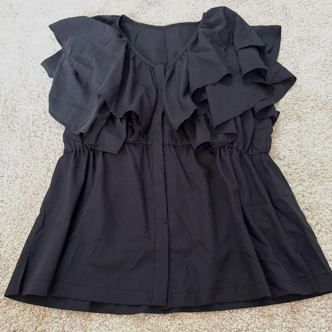 美品　ガリャルダガランテ　フリルブラウス　半袖　ブラック　フリーサイズ