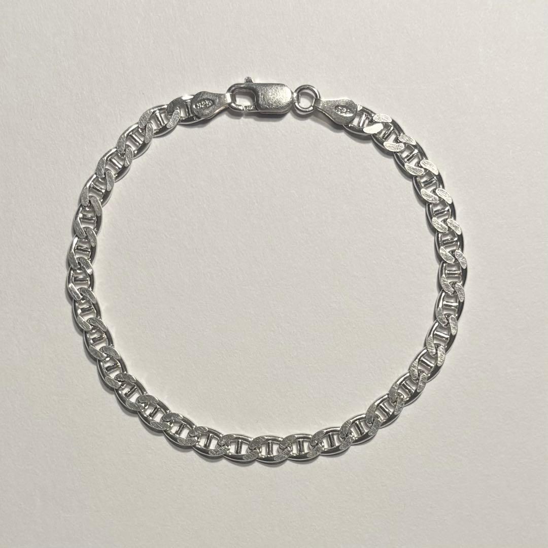 ヴィンテージ　イタリア製　シルバー925　アンカーチェーンブレスレット