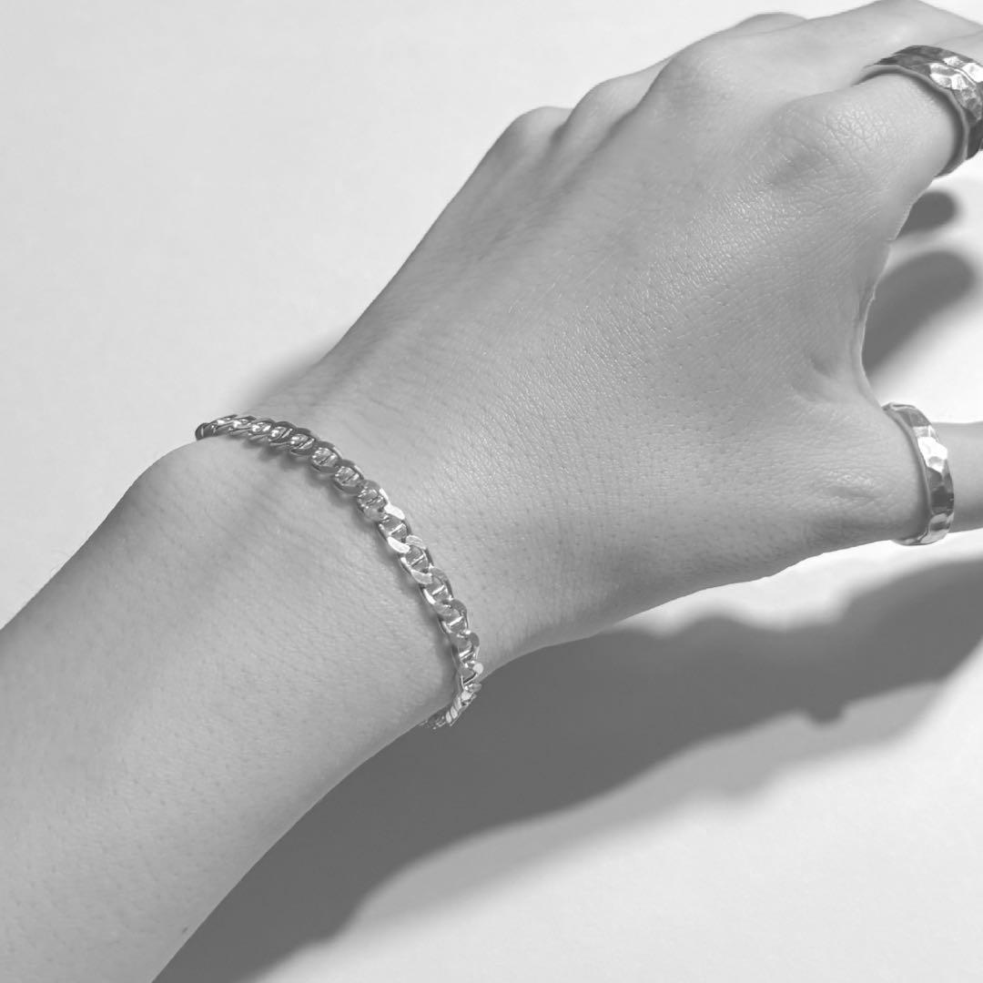 ヴィンテージ　イタリア製　シルバー925　アンカーチェーンブレスレット